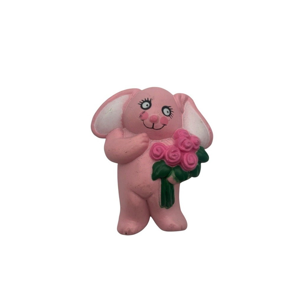 Vintage Easter Unlimited Pink Bunny Rabbit Rose Flower Bouquet Easter Brooch Pin